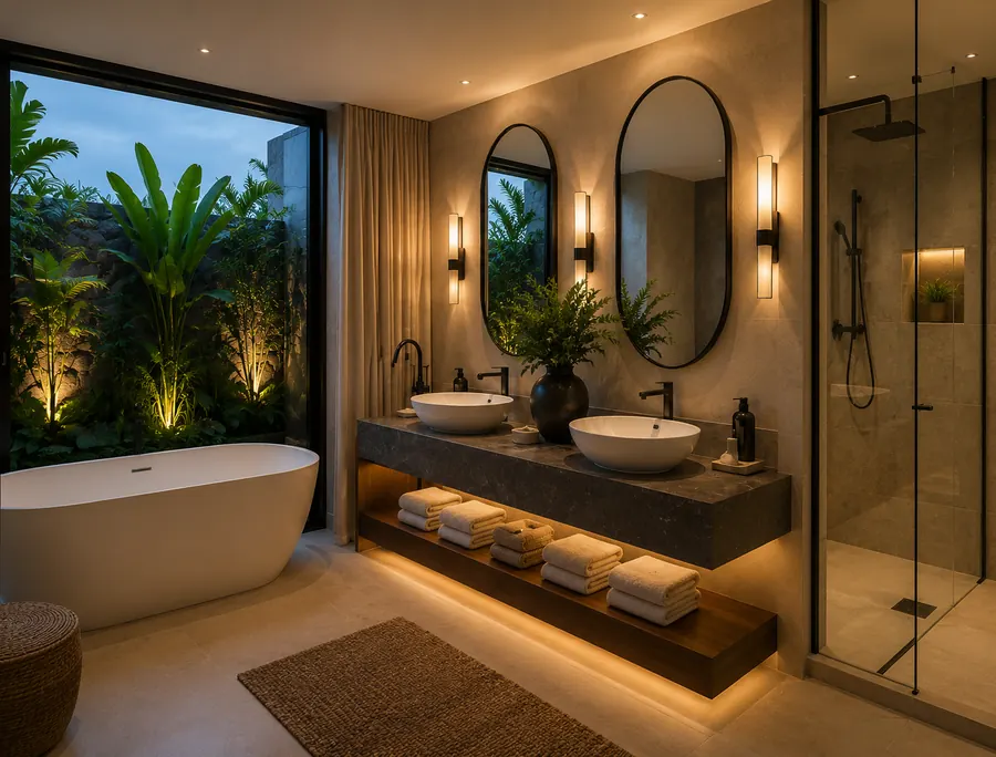 The Lunara Suite bathroom with a soaking tub