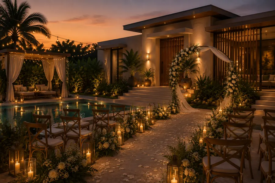 Wedding aisle by the pool